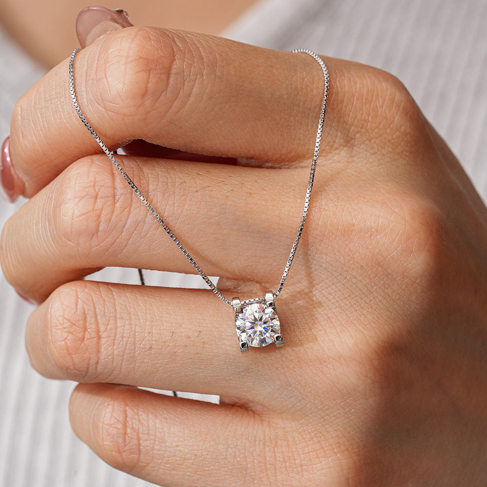 Classic carat size moissanite necklace