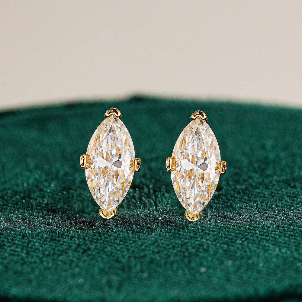 Marquise cut moissanite earrings