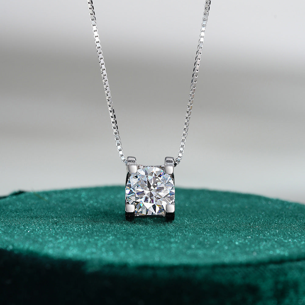 Classic carat size moissanite necklace