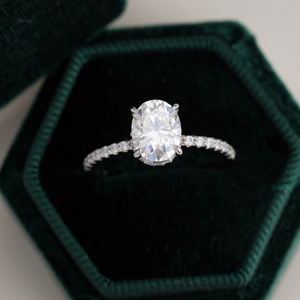 Pigeon egg moissanite ring