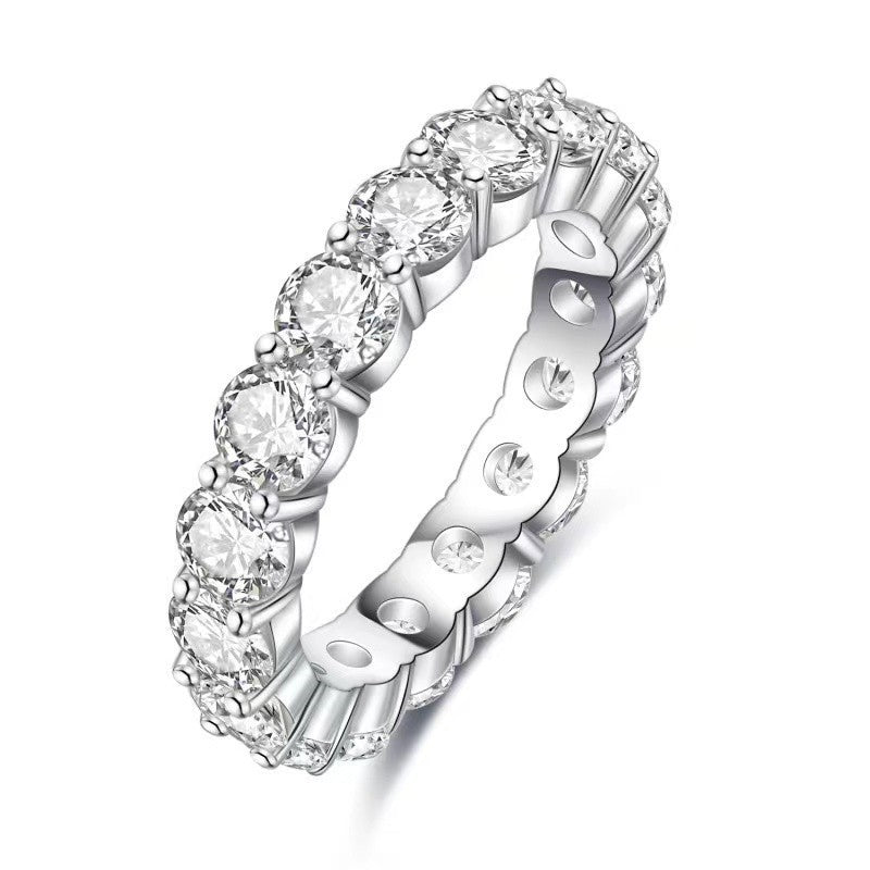 Fully sparkle moissanite stacking ring
