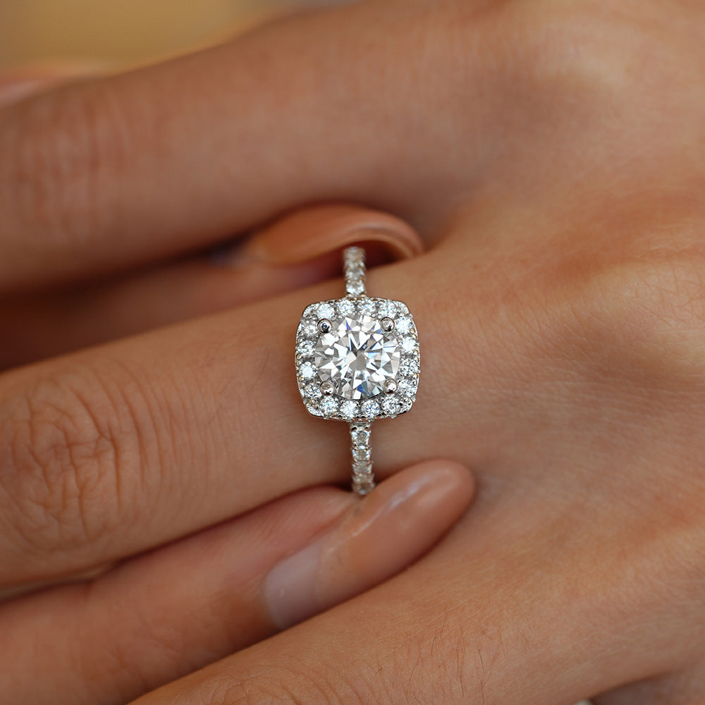 Cushion moissanite wedding ring