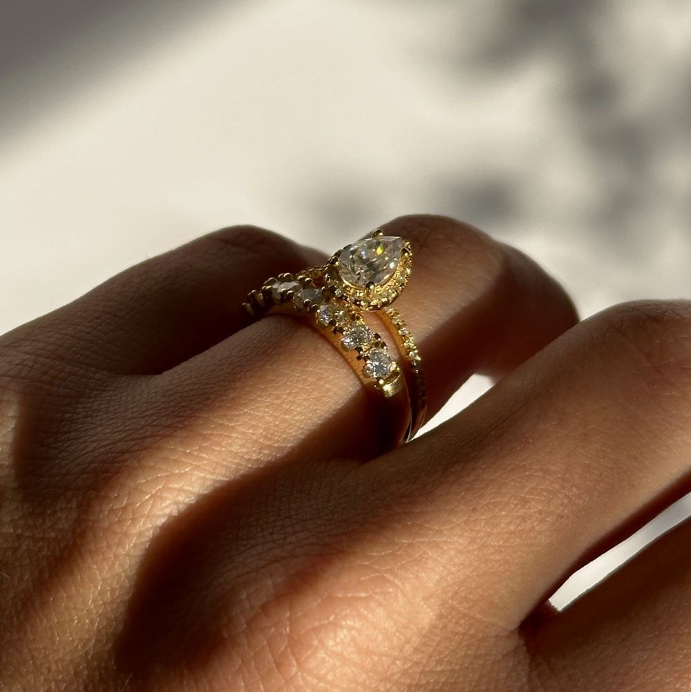 Gold plated moissanite stackable ring