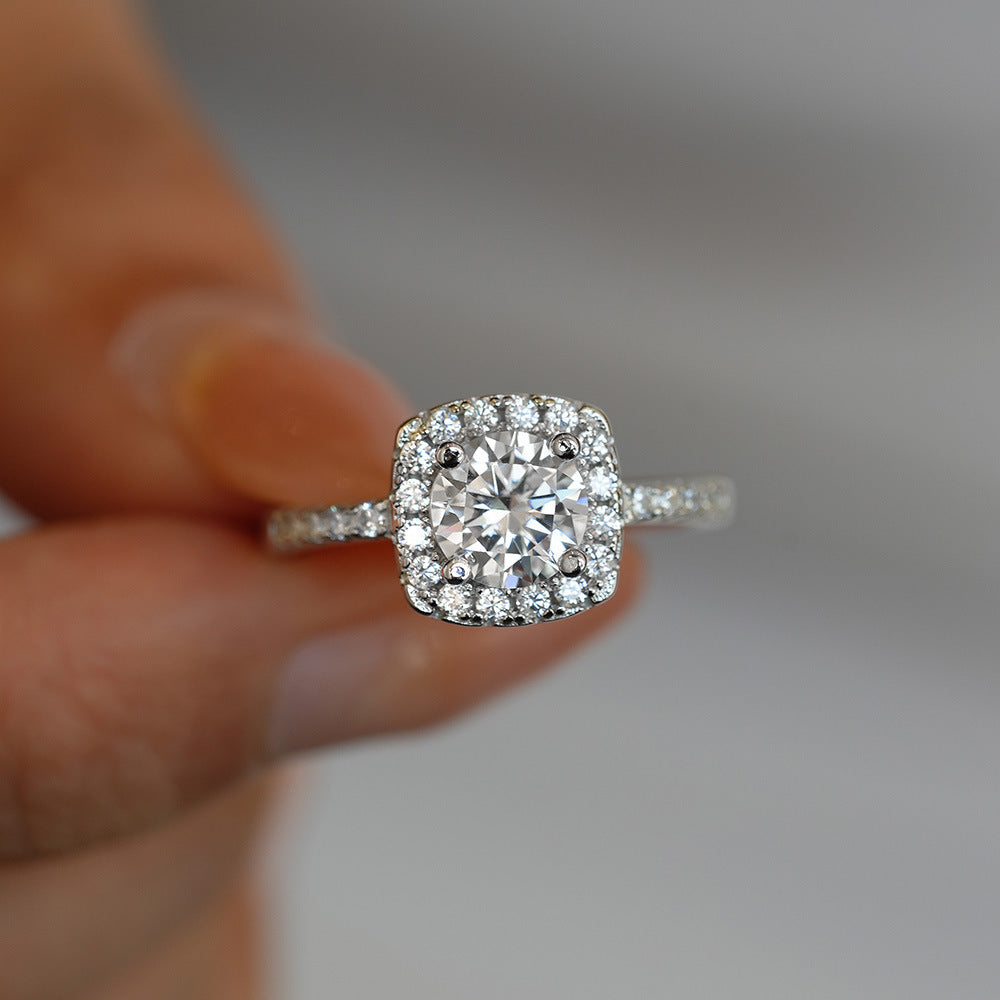Cushion moissanite wedding ring