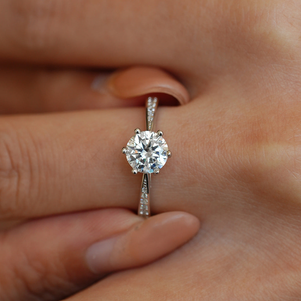Classic Moissanite six-claw engagement ring