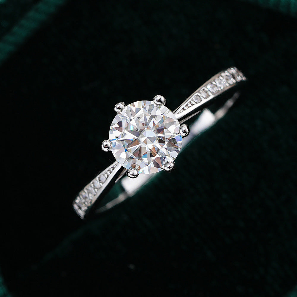 Classic Moissanite six-claw engagement ring