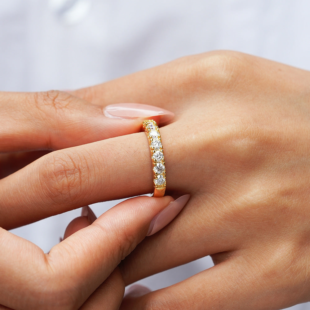 Gold plated moissanite stackable ring