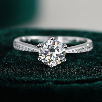 Classic Moissanite six-claw engagement ring