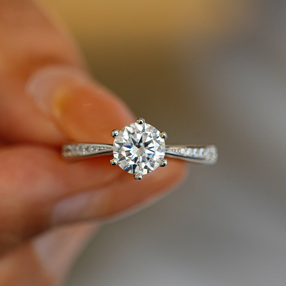 Classic Moissanite six-claw engagement ring