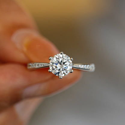 Classic Moissanite six-claw engagement ring