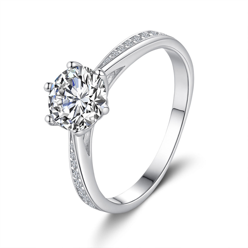 Classic Moissanite six-claw engagement ring