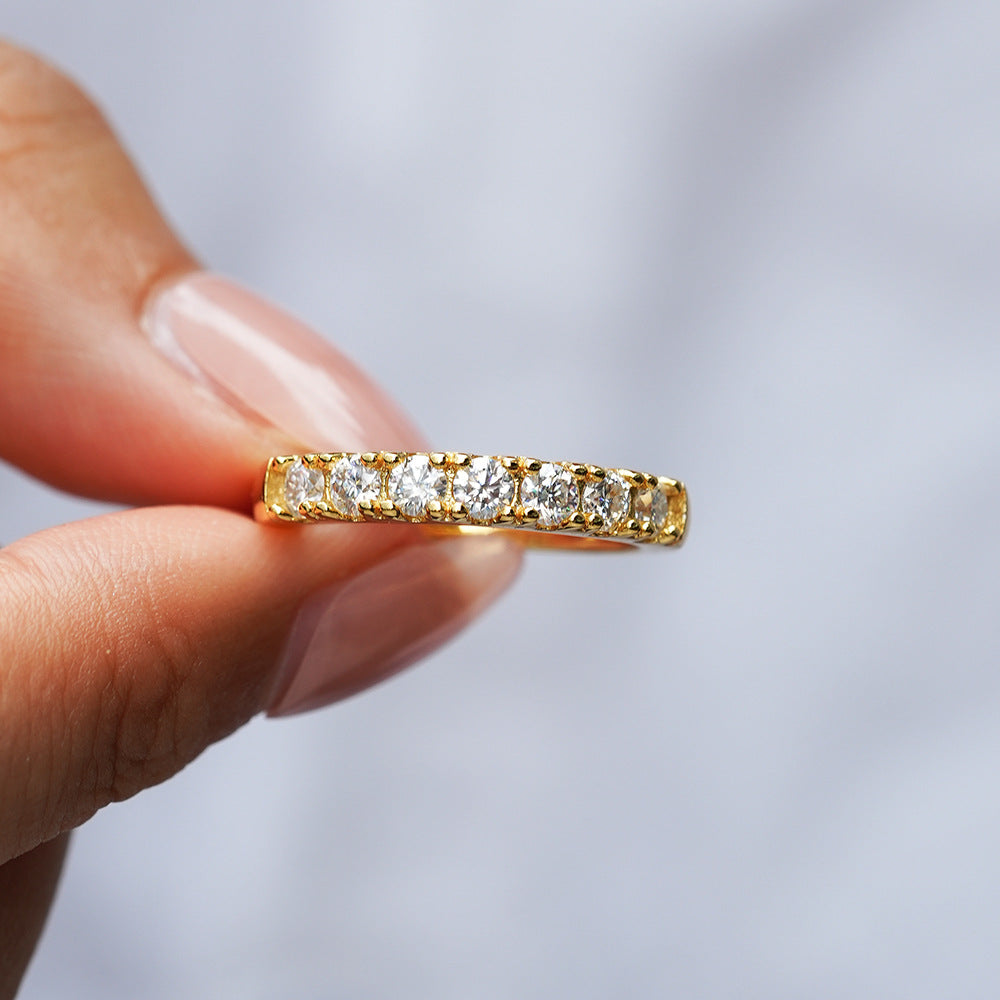 Gold plated moissanite stackable ring