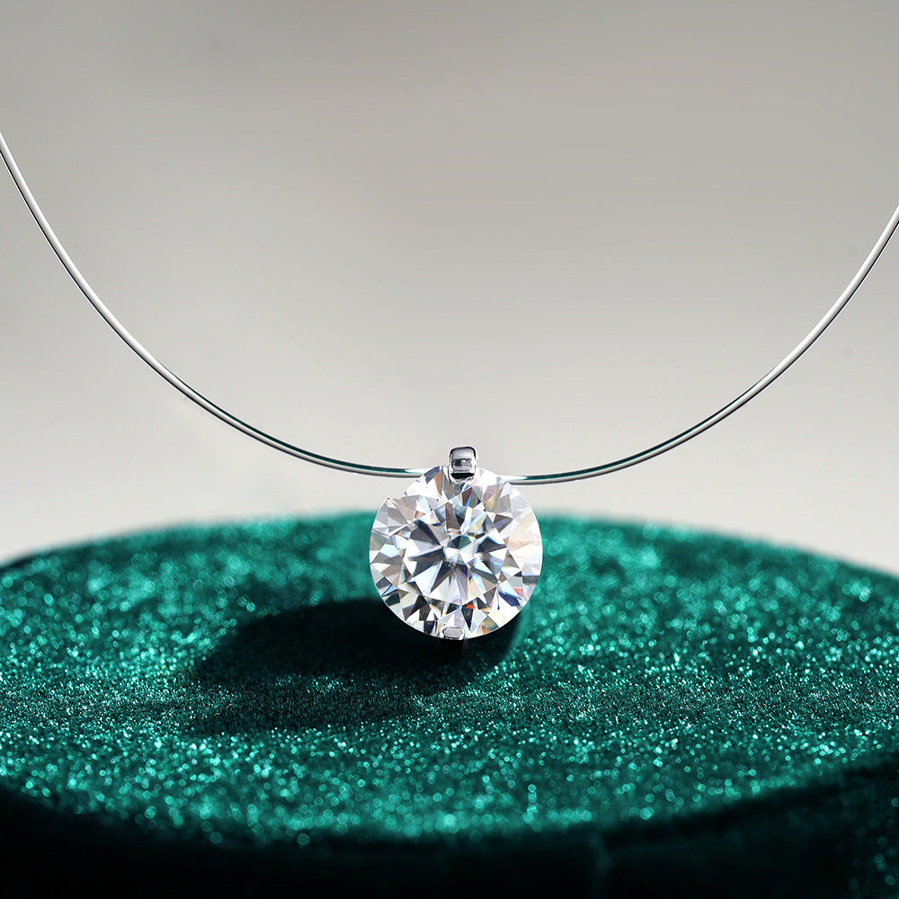 Silver pendant moissanite necklace