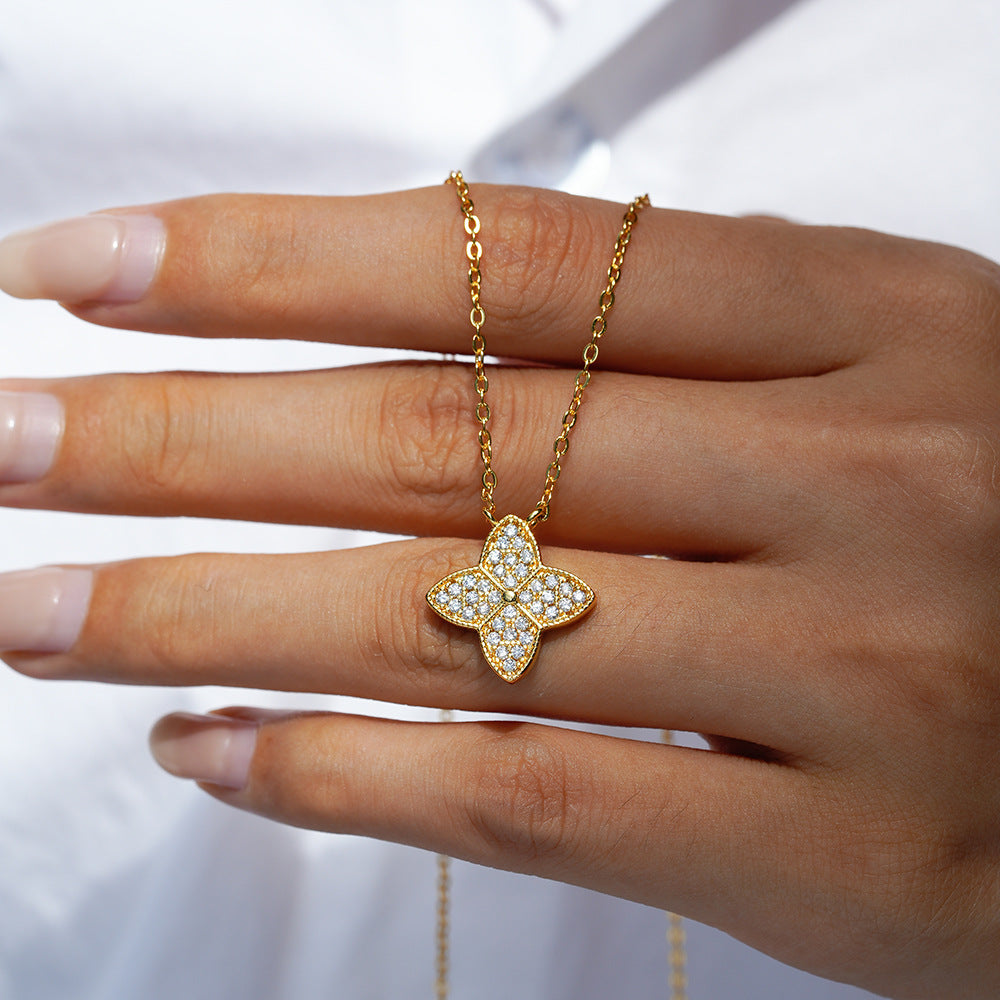 Four-pointed star moissanite chain