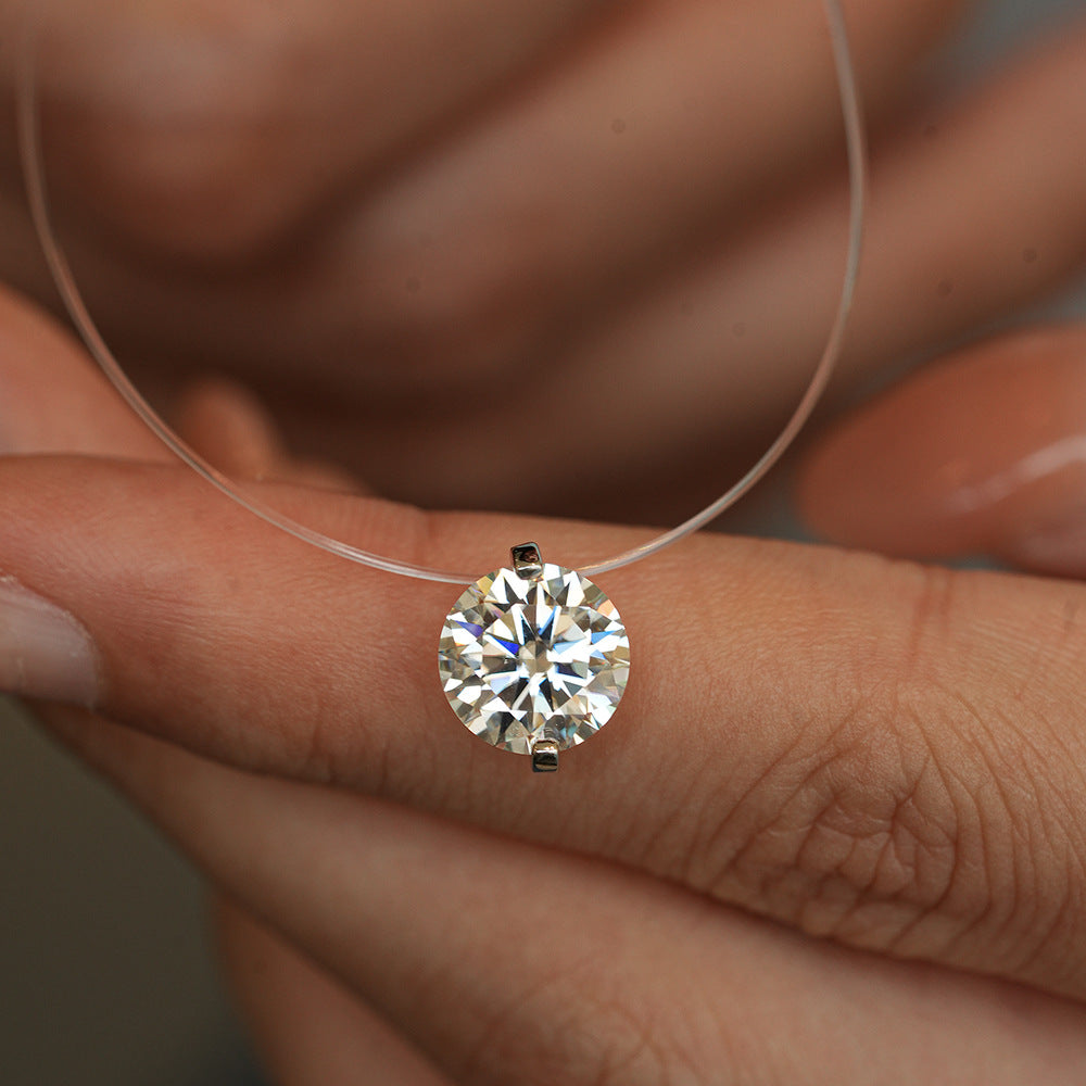Silver pendant moissanite necklace