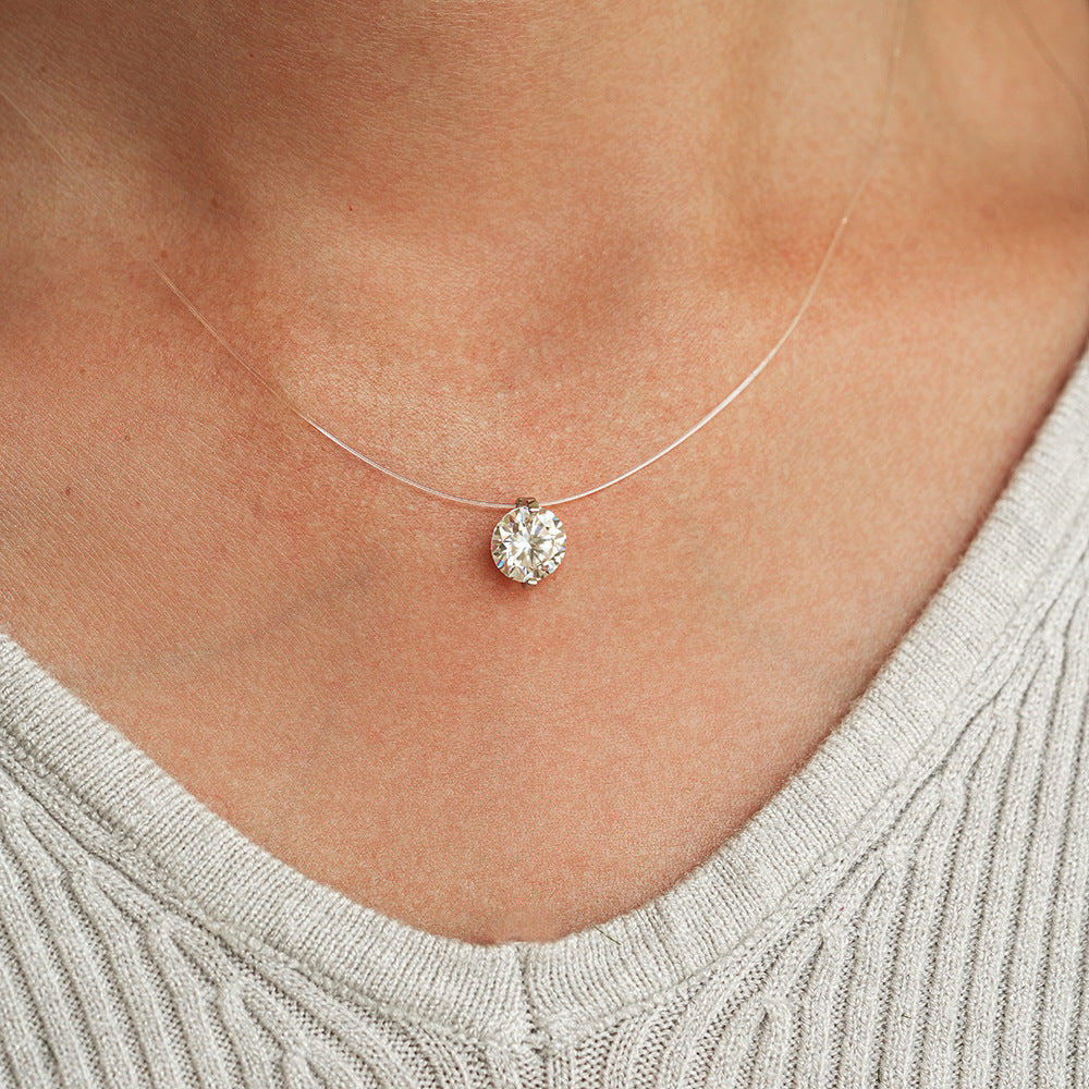 Silver pendant moissanite necklace
