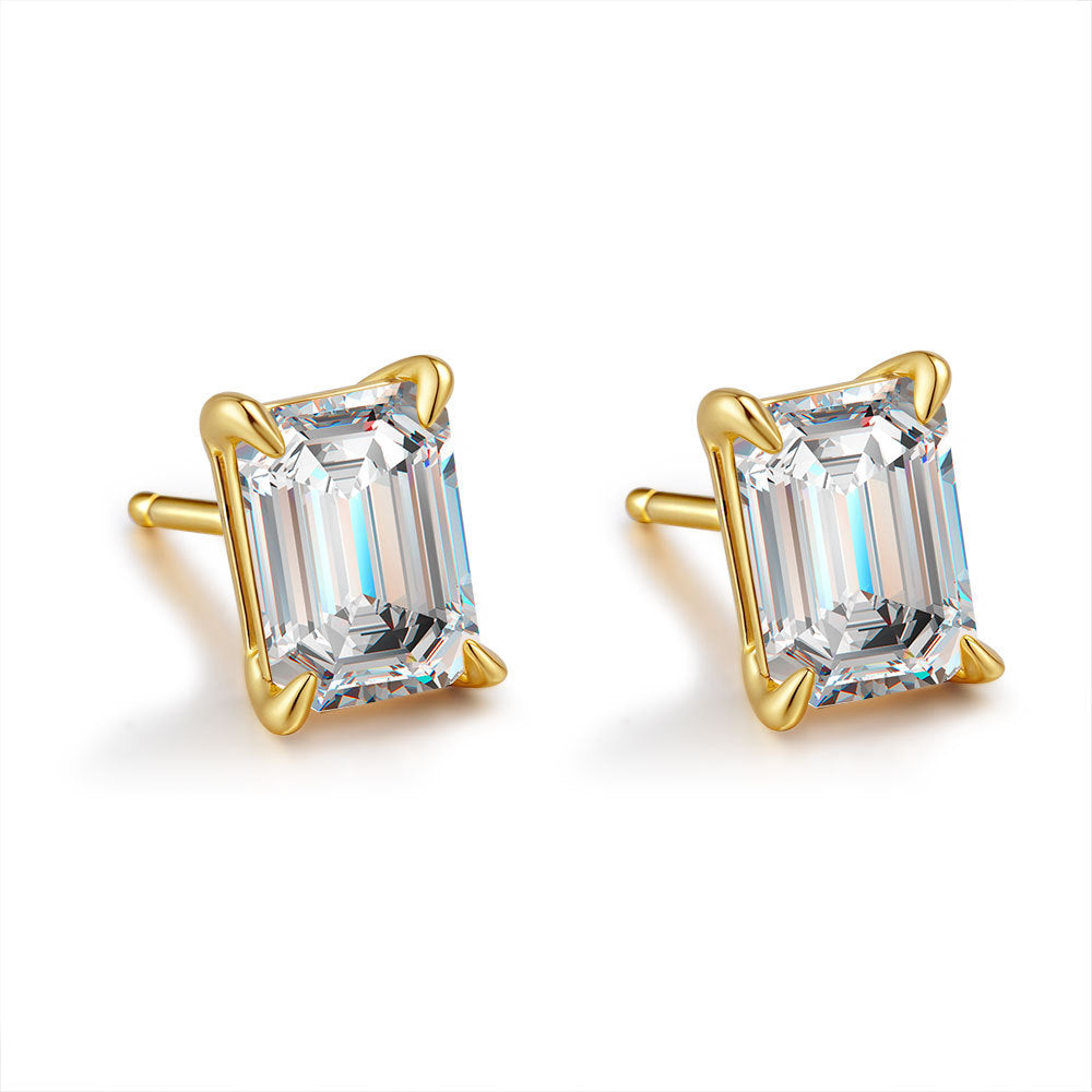 Emerald rectangular moissanite earring