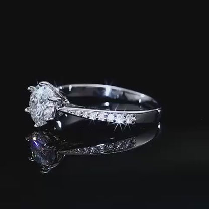 Classic Moissanite six-claw engagement ring