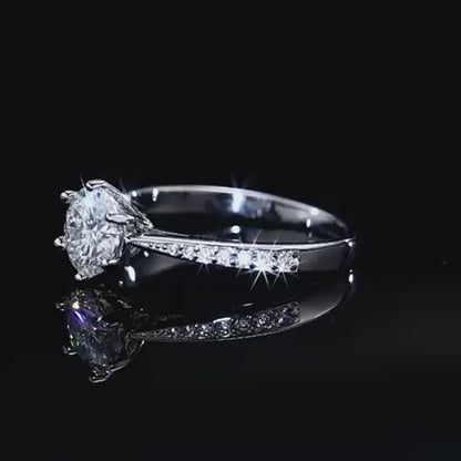 Classic Moissanite six-claw engagement ring