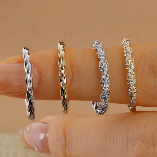 Sparkling twist design ring - Hastella.J