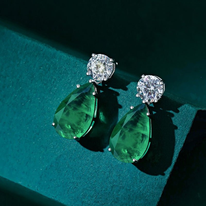 5A high carbon zircon pear shaped stud earrings - Hastella.J