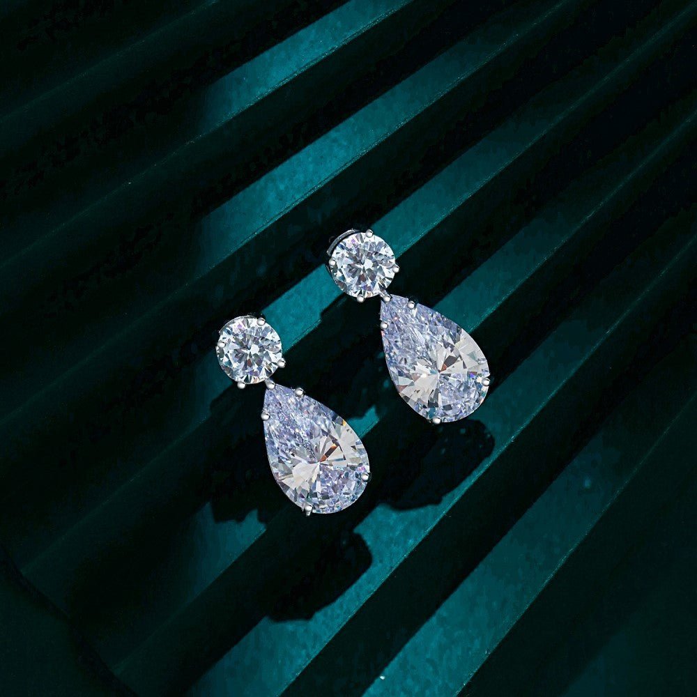 5A high carbon zircon pear shaped stud earrings - Hastella.J