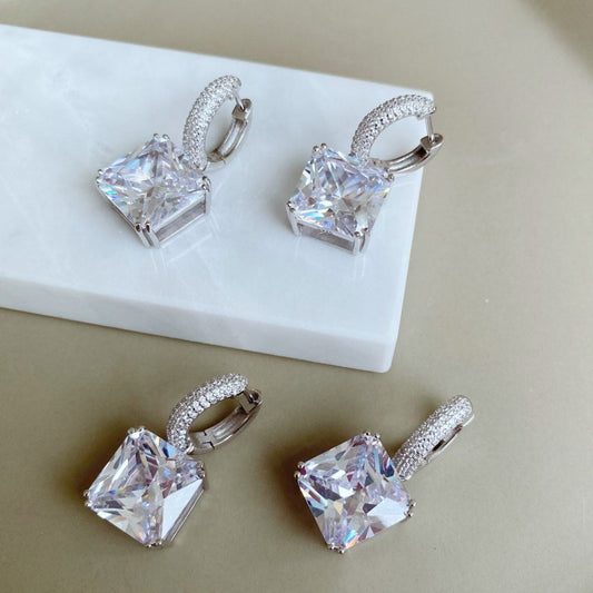8A Cross-border diamond zircon earrings - Hastella.J