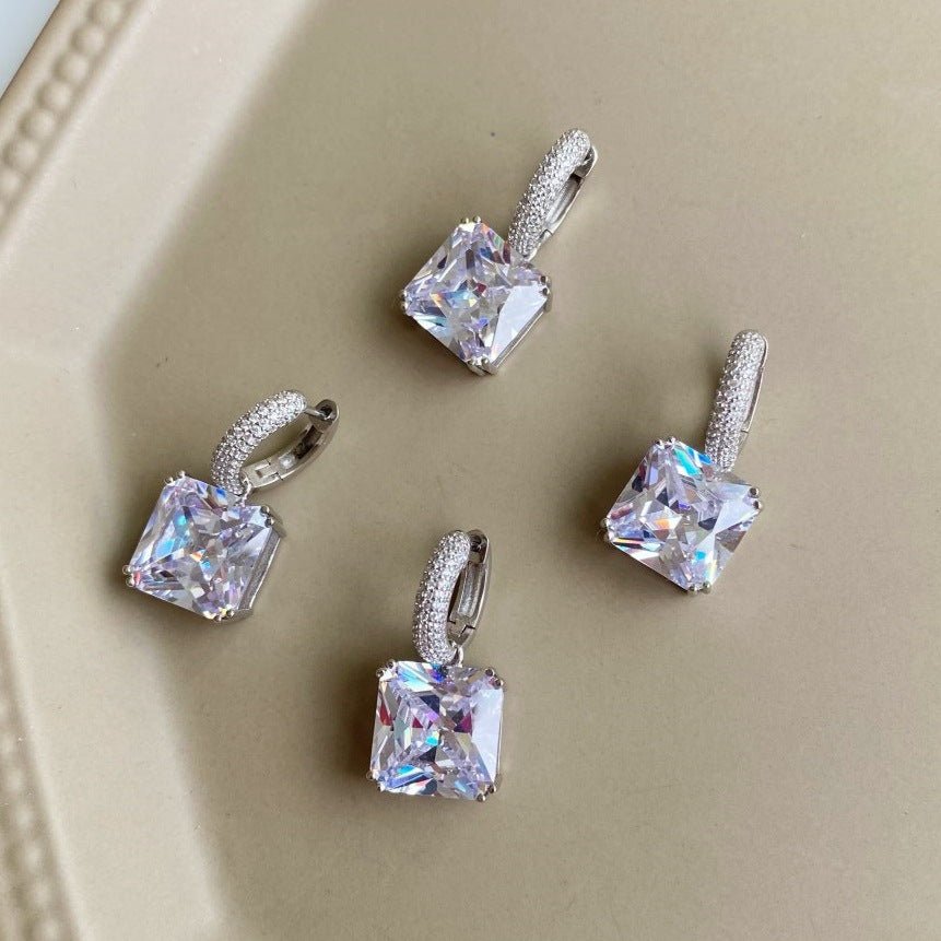 8A Cross-border diamond zircon earrings - Hastella.J