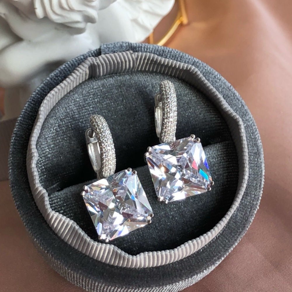 8A Cross-border diamond zircon earrings - Hastella.J