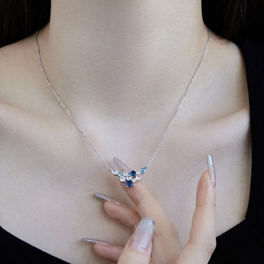Aquamarine colored gemstone pendant necklace - Hastella.J
