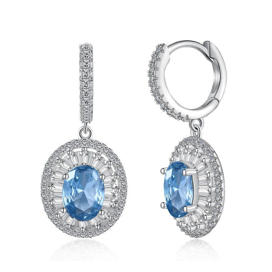 Blue Zircon Oval Aquamarine Jewelry Set - Hastella.J