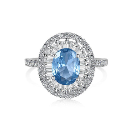 Blue Zircon Oval Aquamarine Jewelry Set - Hastella.J