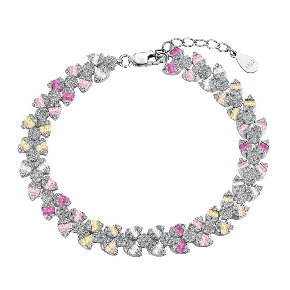 Colored Zircon Tennis Chain Bracelet - Hastella.J