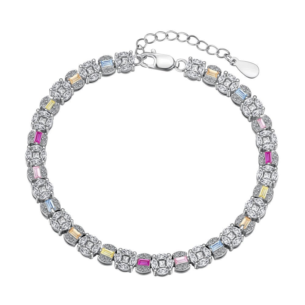 Colored Zircon Tennis Chain Bracelet - Hastella.J