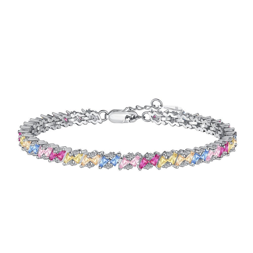 Colored Zircon Tennis Chain Bracelet - Hastella.J