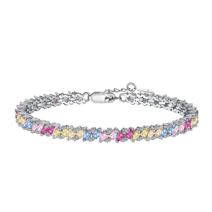 Colored Zircon Tennis Chain Bracelet - Hastella.J
