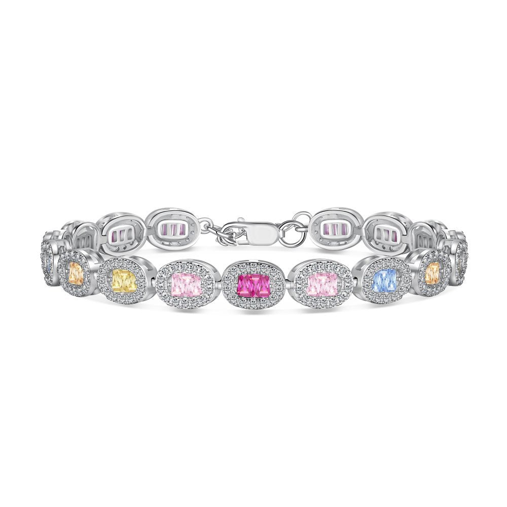 Colored Zircon Tennis Chain Bracelet - Hastella.J