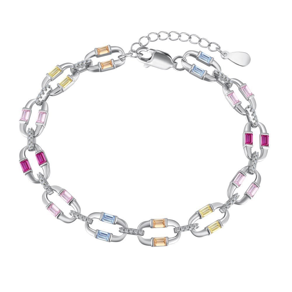 Colored Zircon Tennis Chain Bracelet - Hastella.J