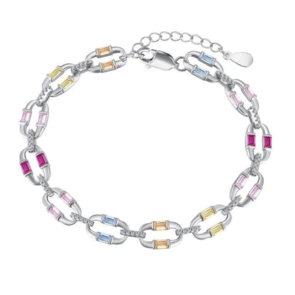 Colored Zircon Tennis Chain Bracelet - Hastella.J