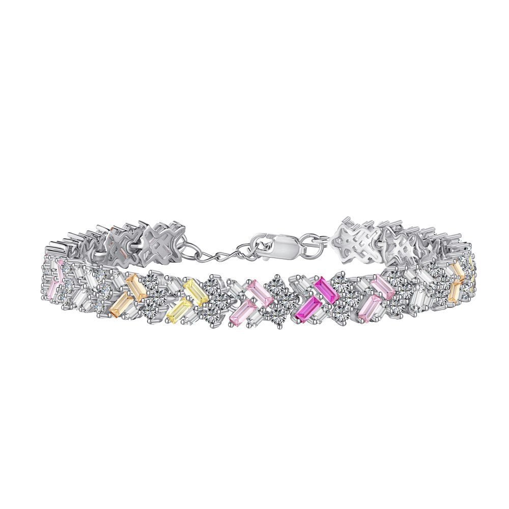 Colored Zircon Tennis Chain Bracelet - Hastella.J