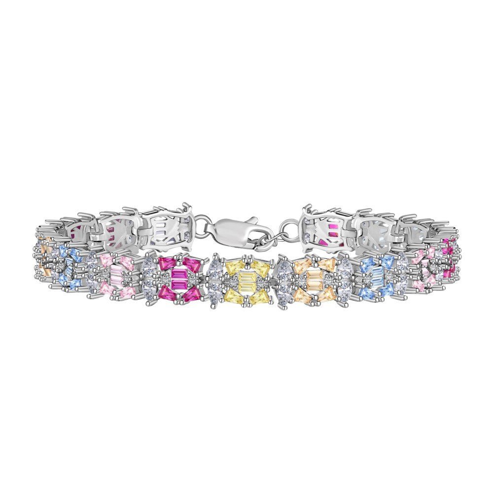 Colored Zircon Tennis Chain Bracelet - Hastella.J