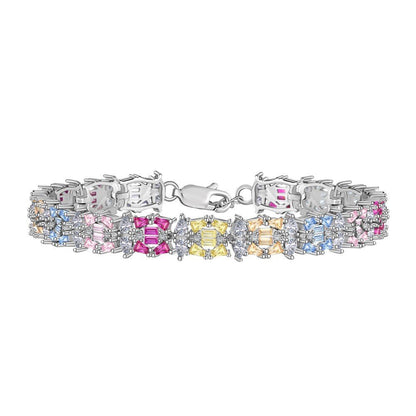 Colored Zircon Tennis Chain Bracelet - Hastella.J