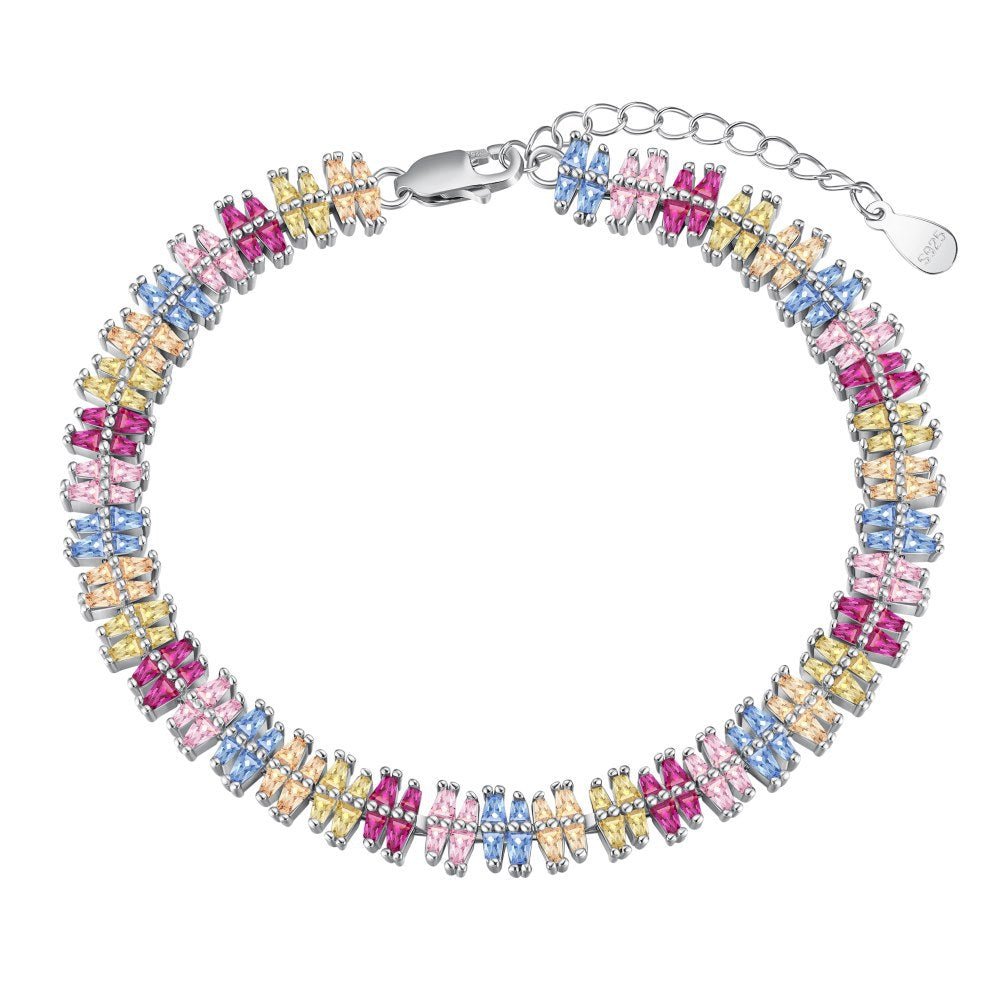 Colored Zircon Tennis Chain Bracelet - Hastella.J