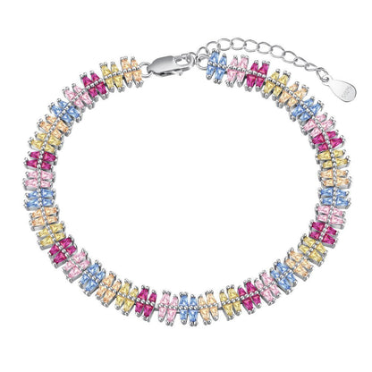 Colored Zircon Tennis Chain Bracelet - Hastella.J