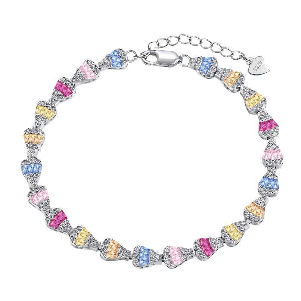 Colored Zircon Tennis Chain Bracelet - Hastella.J