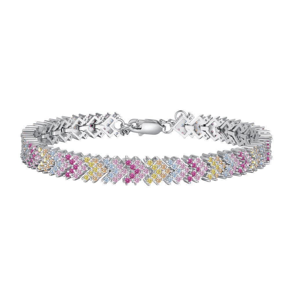 Colored Zircon Tennis Chain Bracelet - Hastella.J