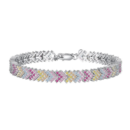 Colored Zircon Tennis Chain Bracelet - Hastella.J