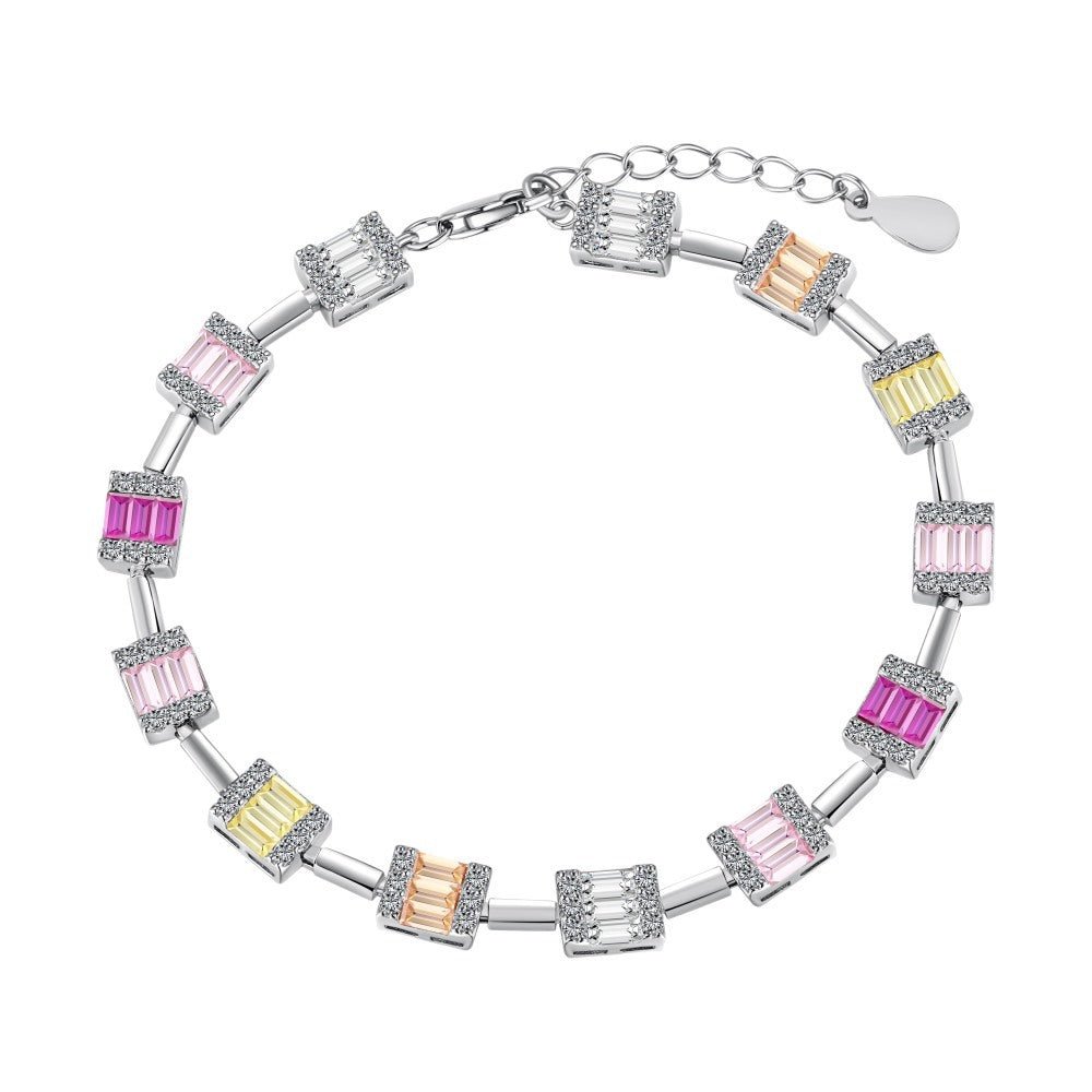 Colored Zircon Tennis Chain Bracelet - Hastella.J