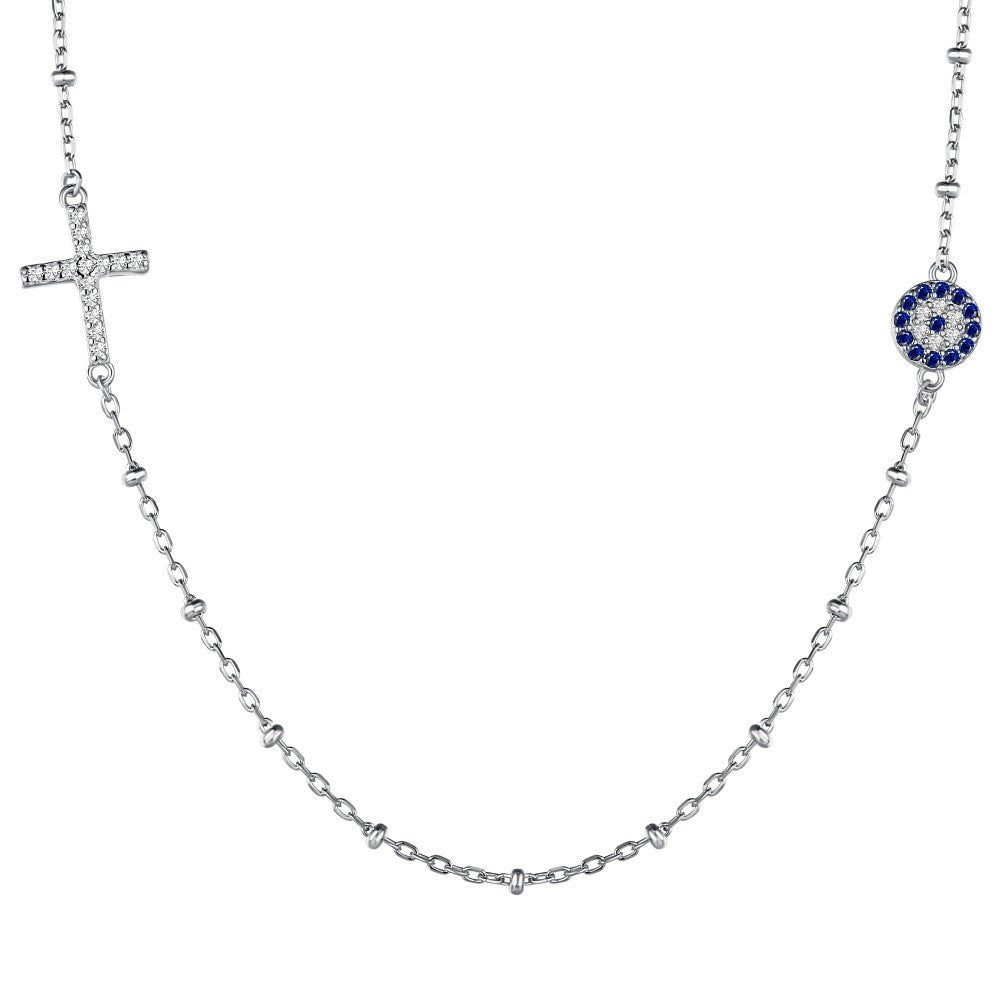 Cross demon eye clavicle necklace - Hastella.J