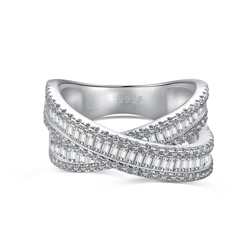 Cross ladder ashlar inlaid diamond ring - Hastella.J